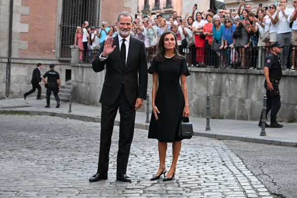 Le roi Felipe VI et la reine Letizia d'Espagne - Arrivées de la famille royale d'Espagne aux obsèques de Juan Gomez-Acebo en la cathédrale Castrense à Madrid. Le 8 septembre 2024 