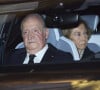 Le roi émérite Juan Carlos et son épouse, la reine Sofia étaient aussi présents. 
Le roi Juan Carlos et la reine Sofia - La famille royale d'Espagne à la sortie des obsèques de Juan Gomez-Acebo en la cathédrale Castrense à Madrid. Le 8 septembre 2024 