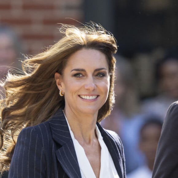 Le prince William, prince de Galles, et Catherine (Kate) Middleton, princesse de Galles, en visite au pavillon Grange à Cardiff, le 3 octobre 2023.