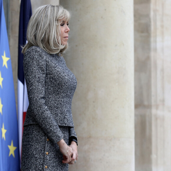 Brigitte Macron reçoit la première dame de l'Ukraine Olena Zelenska au palais de l'Elysée à Paris le 12 décembre 2022. © Stéphane Lemouton / Bestimage 