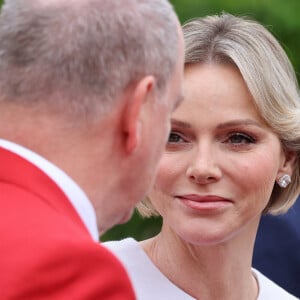 Le Prince Albert II de Monaco et la Princesse Charlène de Monaco - Emmanuel Macron, Président de la République Française, et la Première dame Brigitte Macron, accueillent les chefs d'Etat et de gouvernement présents à Paris pour la cérémonie d'ouverture des Jeux Olympiques de Paris 2024 (JO).  © Dominique Jacovides - Pierre Perusseau / Bestimage