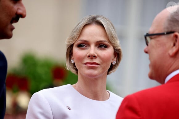 Albert II de Monaco, Prince de Monaco et la Princesse Charlène de Monaco - Emmanuel Macron, Président de la République Française, et la Première dame Brigitte Macron, accueillent les chefs d'Etat et de gouvernement présents à Paris pour la cérémonie d'ouverture des Jeux Olympiques de Paris 2024 (JO).© Dominique Jacovides - Pierre Perusseau / Bestimage