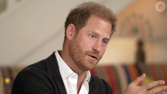 Le prince Harry, duc de Sussex et Meghan Markle, duchesse de Sussex, lors d'une interview pour l'émission CBS News Sunday Morning, diffusée le 4 août 2024. © JLPPA / Bestimage