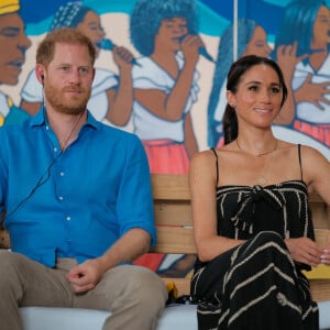 Bogota, COLOMBIE - Le prince Harry, duc de Sussex, Meghan Markle, duchesse de Sussex, et la vice-présidente Francia Marquez lors d'un sommet organisé en collaboration avec The Archewell Foundaiton et Luminate à Bogota, au premier jour de leur visite de quatre jours en Colombie.