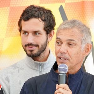 Exclusif - Victor Belmondo, Paul Belmondo - Jour 3 - Les célébrités lors du marathon Karting Jules Bianchi au circuit Paul Ricard au Castellet le 8 septembre 2024. © Anne-Sophie Guebey via Bestimage