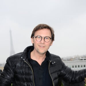 Laurent Romejko lors de la Journee meteorologique mondiale, a Paris, France, le 23 mars 2018. Les presentateurs meteo ont lance une campagne de sensibilisation citoyenne sur les reseaux sociaux FIMC2018 et ont donne rendez vous au grand public au Forum International de la Meteo et du Climat du 2 au 5 juin prochain sur le Parvis de l'Hôtel de Ville a Paris. Photo Xavier Derussit/ABACAPRESS.COM