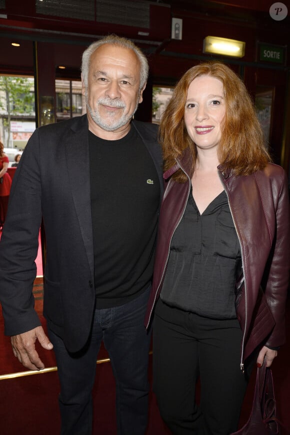 Francis Perrin et sa femme Gersende - 100ème du spectacle "Mugler Follies" au Théâtre le Comédia à Paris le 26 mai 2014.  100th of the show "Mugler Follies" at the Comedia Theatre in Paris on may 26, 2014.