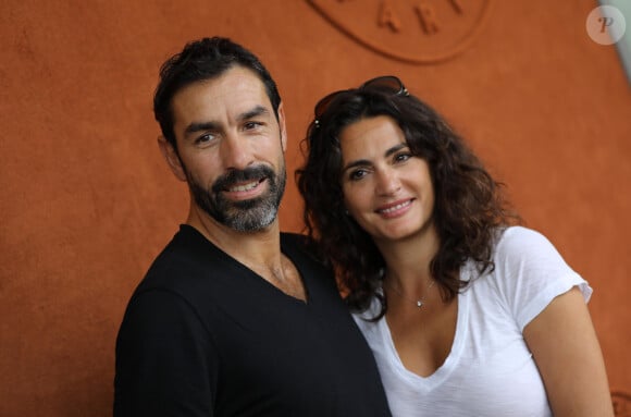 Robert Pires et Jessica Lemarie - People au village lors des Internationaux de France de Tennis de Roland Garros, Jour 5, à Paris le 31 mai 2018. © Cyril Moreau - Dominique Jacovides / Bestimage