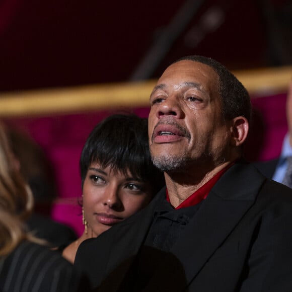 JoeyStarr et sa nouvelle compagne Pauline Latchoumanin - Personnalités au "concerto pour la paix" de Omar Harfouch au théâtre des Champs-Elysées à Paris © Perusseau / Tribeca / Bestimage