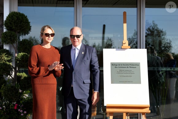 La princesse Charlène de Monaco, le prince Albert II de Monaco lors de l'inauguration du nouveau refuge de la SPA de Monaco à Peille le 16 septembre 2024. © Claudia Albuquerque / Bestimage 