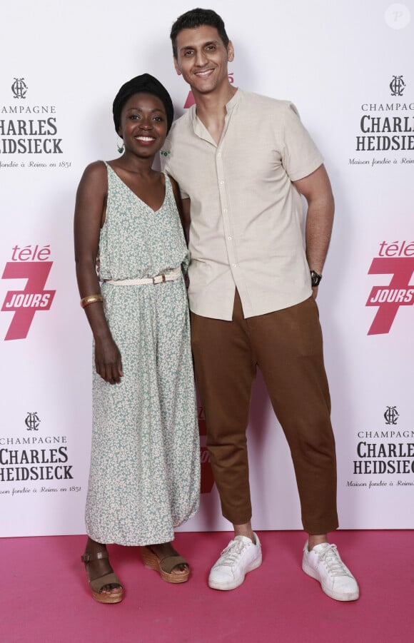 Le duo incarnait Louise et Jalil, nouveau couple.
Exclusif - Claudia Mongumu et Ryad Baxx - Soirée "Télé 7 Jours Summer Party" au restaurant "Monsieur Bleu" à Paris le 14 juin 2022. © Christophe Aubert via Bestimage