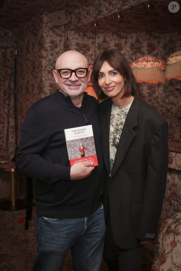 Exclusif - Fred Hermel, Géraldine Maillet - Séance de dédicace du nouveau livre de Géraldine Maillet "Ma Minuscule" qui raconte la découverte de la maladie d'Alzheimer de sa grand-mère maternelle, pour ses amis, (avant la sortie en librairie le 25 septembre) au Marta (le bar du Fouquet's) à Paris le 24 septembre 2024. © Jack Tribeca / Bestimage 