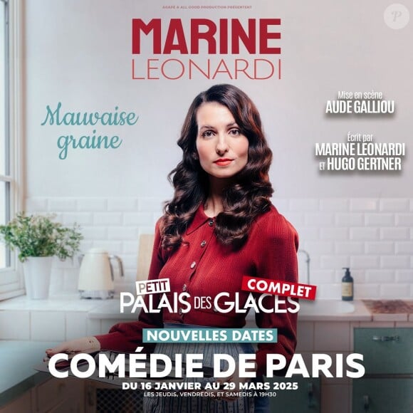 Aujourd'hui elle s'attaque à la Comédie de Paris
Marine Leonardi sur l'affiche de son spectacle "Mauvaise graine".