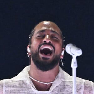 Slimane avec sa chanson "Mon Amour" lors de la première répétition générale avant la finale de la 68ème édition du Concours Eurovision de la chanson (ESC) à la Malmö Arena, en Suède, le 10 mai 2024. © Jessica Gow /TTNews/Bestimage