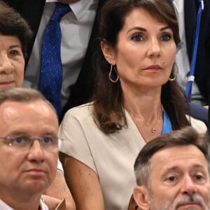 Zinedine Zidane et sa femme Véronique dans les tribunes de la finale Hommes "France vs Pologne" de volley-ball lors des Jeux Olympiques Paris 2024. Le 10 août 2024 © P.Perusseau-D.Jacovides / Bestimage