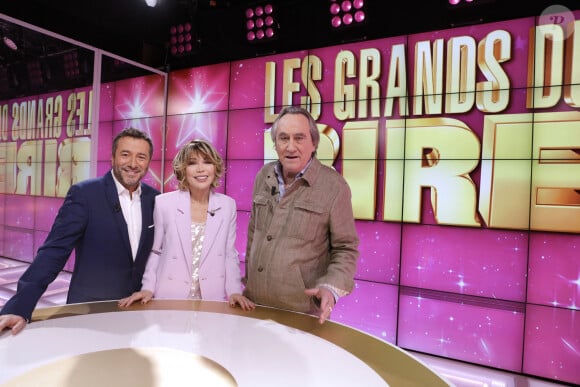 Exclusif - Isabelle Morizet (Karen Cheryl), Bernard Montiel et Philippe Lavil - Enregistrement de l'émission "Les Grands du Rire", présentée par B.Montiel et K.Cheryl (I.Morizet), et diffusée le 5 octobre sur C8. Le 18 décembre 2023 © Cédric Perrin / Bestimage 