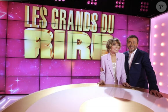 Exclusif - Isabelle Morizet (Karen Cheryl), Bernard Montiel - Enregistrement de l'émission "Les Grands du Rire", présentée par B.Montiel et K.Cheryl (I.Morizet), et diffusée le 5 octobre sur C8. Le 18 décembre 2023 © Cédric Perrin / Bestimage 