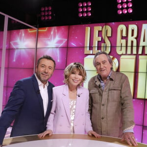 Exclusif - Isabelle Morizet (Karen Cheryl), Bernard Montiel et Philippe Lavil - Enregistrement de l'émission "Les Grands du Rire", présentée par B.Montiel et K.Cheryl (I.Morizet), et diffusée le 5 octobre sur C8. Le 18 décembre 2023 © Cédric Perrin / Bestimage 