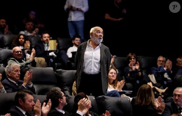 Gérard Jugnot ému aux larmes lors de l'hommage rendu à Michel Blanc lors de la soirée de clôture de la 6ème édition du festival Cinéroman à Nice, France, le 5 octobre 2024. © Bebert-Jacovides/Bestimage 