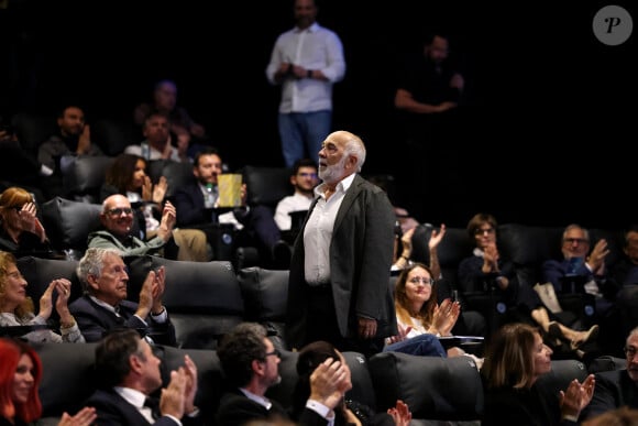 Gérard Jugnot ému aux larmes lors de l'hommage rendu à Michel Blanc lors de la soirée de clôture de la 6ème édition du festival Cinéroman à Nice, France, le 5 octobre 2024. © Bebert-Jacovides/Bestimage 