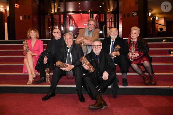 César d'anniversaire pour le Splendid - Marie Anne Chazel, Michel Blanc, Christian Clavier, Thierry Lhermitte, Gérard Jugnot, Josiane Balasko, Bruno Moynot lors de la pressroom (press room) remise des prix lors de la 46ème cérémonie des César à l'Olympia à Paris le 12 mars 2021 © David Niviere / Pool / Bestimage