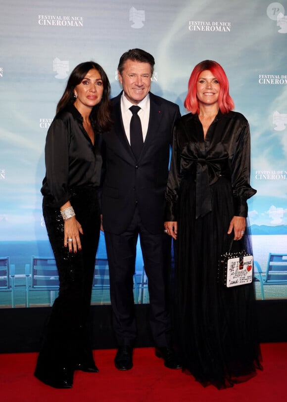 Nathalie Benoin, co-fondatrice du festival, Christian Estrosi et sa femme Laura Tenoudji - Arrivées de la soirée de clôture de la 6ème édition du festival Cinéroman à Nice, France, le 5 octobre 2024. © Bebert-Jacovides/Bestimage 