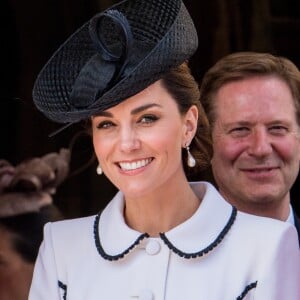 Catherine (Kate) Middleton, duchesse de Cambridge, lors de la cérémonie annuelle de l'Ordre de la Jarretière (Garter Service) au château de Windsor. Windsor, le 17 juin 2019. 