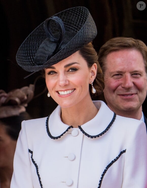 Catherine (Kate) Middleton, duchesse de Cambridge, lors de la cérémonie annuelle de l'Ordre de la Jarretière (Garter Service) au château de Windsor. Windsor, le 17 juin 2019. 