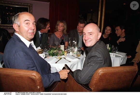 Gérard Jugnot et Michel Blanc, soirée "Walkphone", aux bains douches à Paris.