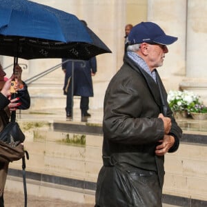 Thierry Lhermitte et Christian Clavier - Obsèques de Michel Blanc en l'église Saint-Eustache à Paris, le 10 octobre 2024. © Moreau / Jacovides / Bestimage 