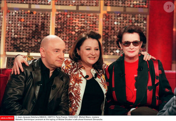 Michel Blanc, Josiane Balasko, Dominique Lavanant à l'enregistrement de "Vivement dimanche", le 12 février 2001 © Jean-Jacques Datchary/ABACA