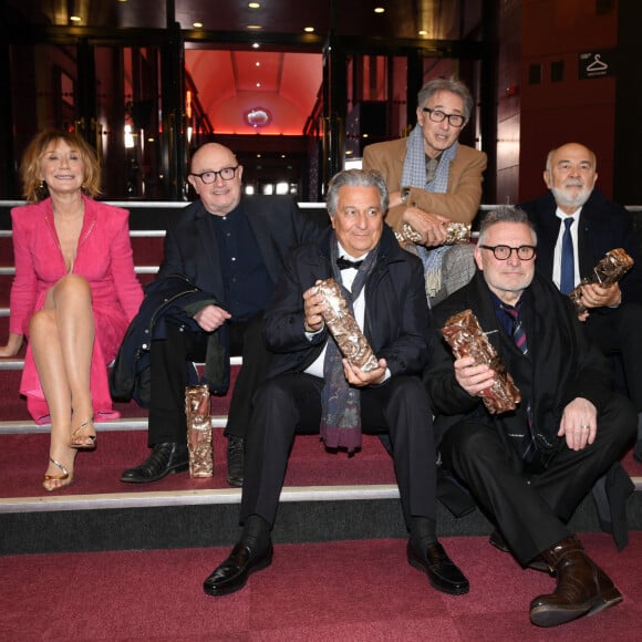 César d'anniversaire pour le Splendid - Marie Anne Chazel, Michel Blanc, Christian Clavier, Thierry Lhermitte, Gérard Jugnot, Josiane Balasko, Bruno Moynot lors de la pressroom remise des prix lors de la 46ème cérémonie des César à l'Olympia à Paris © Pascal le Segretain / Pool / Bestimage