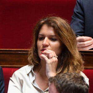 Marlène Schiappa lors des questions au gouvernement à l'Assemblée nationale le 11 avril 2023 à Paris, France. Photo par Lionel Urman/ABACAPRESS.COM