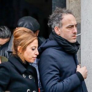 Léa Salamé et son compagnon Raphaël Glucksmann - Obsèques de Sébastien Demorand à la Coupole du crématorium du cimetière du Père-Lachaise à Paris, France, le 31 janvier 2020. 