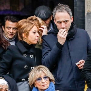 Léa Salamé et son compagnon Raphaël Glucksmann - Obsèques de Sébastien Demorand à la Coupole du crématorium du cimetière du Père-Lachaise à Paris, France, le 31 janvier 2020. 