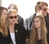 Sylvie Vartan, son mari Tony Scotti et ses petites filles Ilona et Emma (filles de David Hallyday et d'Estelle Lefébure) - Obsèques de Michel Pastor en l'église Saint-Charles à Monaco le 06/02/2014 