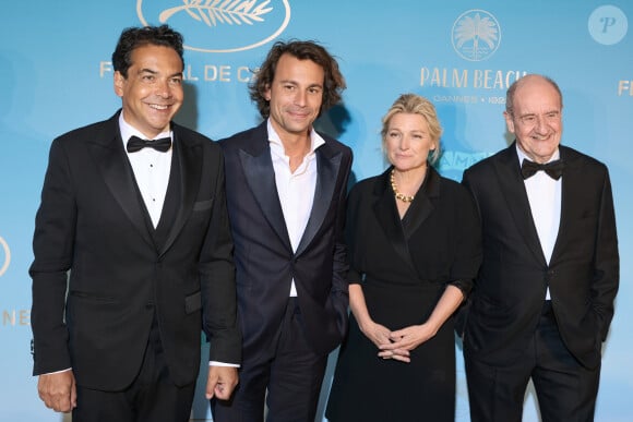 Patrick Cohen, Bertrand Chameroy, Anne-Elisabeth Lemoine, Pierre Lescure - Photocall du dîner d'ouverture du 77ème Festival International du Film de Cannes, au Carlton. Le 14 mai 2024 © Borde-Jacovides-Moreau / Bestimage 