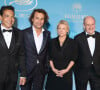 Patrick Cohen, Bertrand Chameroy, Anne-Elisabeth Lemoine, Pierre Lescure - Photocall du dîner d'ouverture du 77ème Festival International du Film de Cannes, au Carlton. Le 14 mai 2024 © Borde-Jacovides-Moreau / Bestimage 