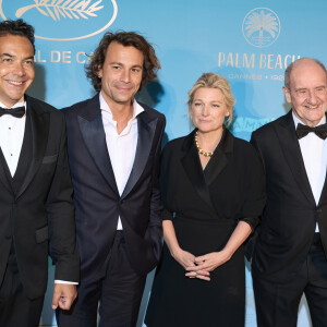 Patrick Cohen, Bertrand Chameroy, Anne-Elisabeth Lemoine, Pierre Lescure - Photocall du dîner d'ouverture du 77ème Festival International du Film de Cannes, au Carlton. Le 14 mai 2024 © Borde-Jacovides-Moreau / Bestimage 