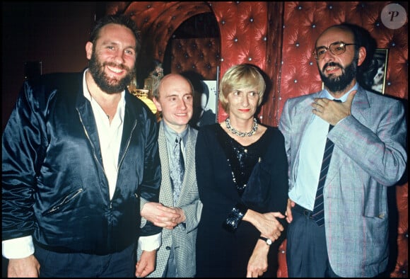 Gérard Depardieu, Michel Blanc, Bertrand Blier et Françoise Sagan en 1987