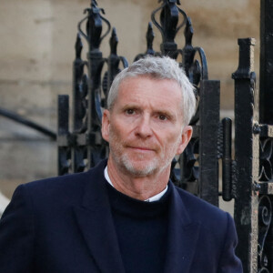 Denis Brogniart - Sorties des obsèques de Jean-Pierre Pernaut en la Basilique Sainte-Clotilde à Paris le 9 mars 2022. © Christophe Clovis / Bestimage