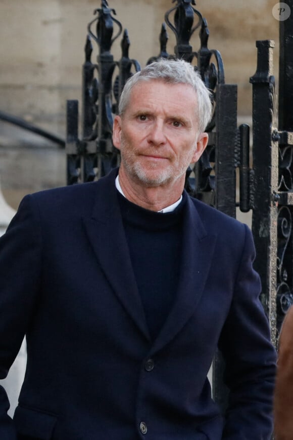 Denis Brogniart - Sorties des obsèques de Jean-Pierre Pernaut en la Basilique Sainte-Clotilde à Paris le 9 mars 2022. © Christophe Clovis / Bestimage