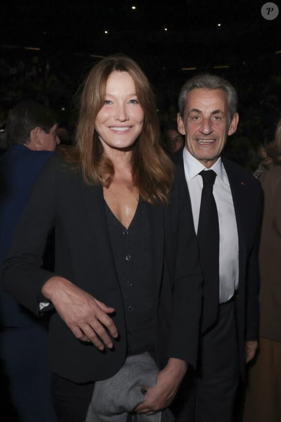 Exclusif - Carla Bruni-Sarkozy, Nicolas Sarkozy lors d'une cérémonie organisée par le Conseil des institutions juives de France (CRIF) en hommage aux victimes des attentats du Hamas du 7 octobre 2023 contre Israël, à l'occasion du premier anniversaire de l'événement, à Paris, le 7 octobre 2024. © Jack Tribeca / Bestimage 