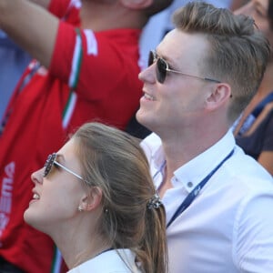 Gina Maria, la soeur de Mick et son compagnon Iain Bethke - Mick Schumacher lors du grand prix de formule 3 de Hockenheim le 13 octobre 2018.