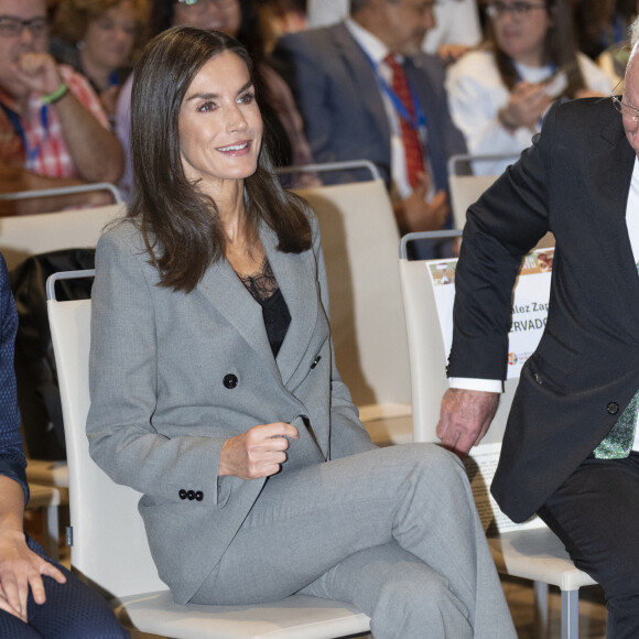 La reine Letizia d'Espagne lors de l'acte institutionnel de la "Journée mondiale de la santé mentale 2024" à Madrid, le 17 octobre 2024.