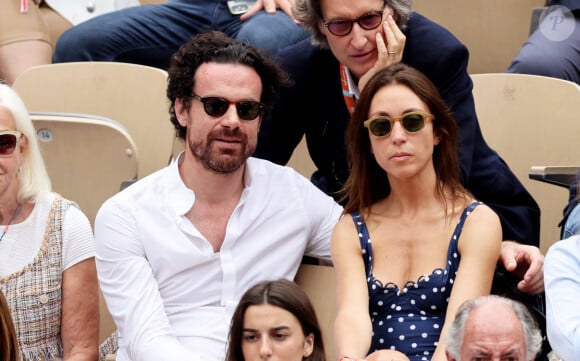 Mathias Vicherat, Anissa Bonnefont dans les tribunes lors des Internationaux de France de Tennis de Roland Garros 2022. Paris, le 5 juin 2022. © Dominique Jacovides/Bestimage