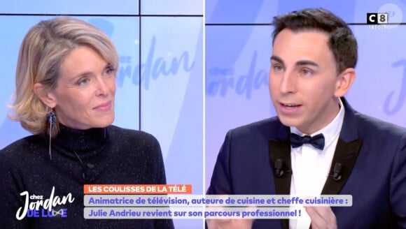 Julie Andrieu face à Jordan De Luxe sur le plateau de Chez Jordan - Capture d'écran.