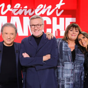 Exclusif - Michel Drucker, Laurent Ruquier, Michele Bernier et Joyce Jonathan - Enregistrement de l'émission "Vivement Dimanche" au Studio Gabriel à Paris, France, le 1er octobre 2024, présentée par M.Drucker et diffusée le 3 novembre sur France 3. © Guillaume Gaffiot/Bestimage