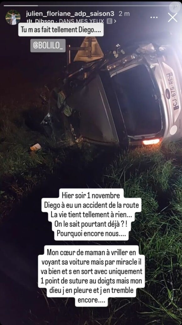 Ancienne candidate de la troisième saison de L'amour est dans le pré sur M6, Floriane a dévoilé une photo de l'impressionnant accident de la route dont son fils fut victime.