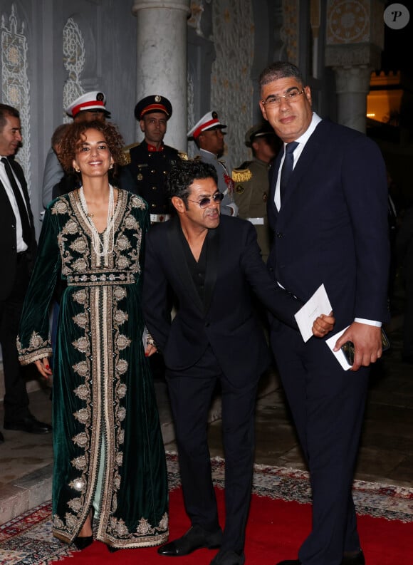 Leïla Slimani et Jamel Debbouze - Dîner d'Etat offert par sa Majesté le roi Mohammed VI du Maroc en l'honneur du Président de la République Emmanuel Macron et de la première dame Brigitte Macron au Palais Royal de Rabat au Maroc le 29 Octobre 2024. © Dominique Jacovides/Bestimage